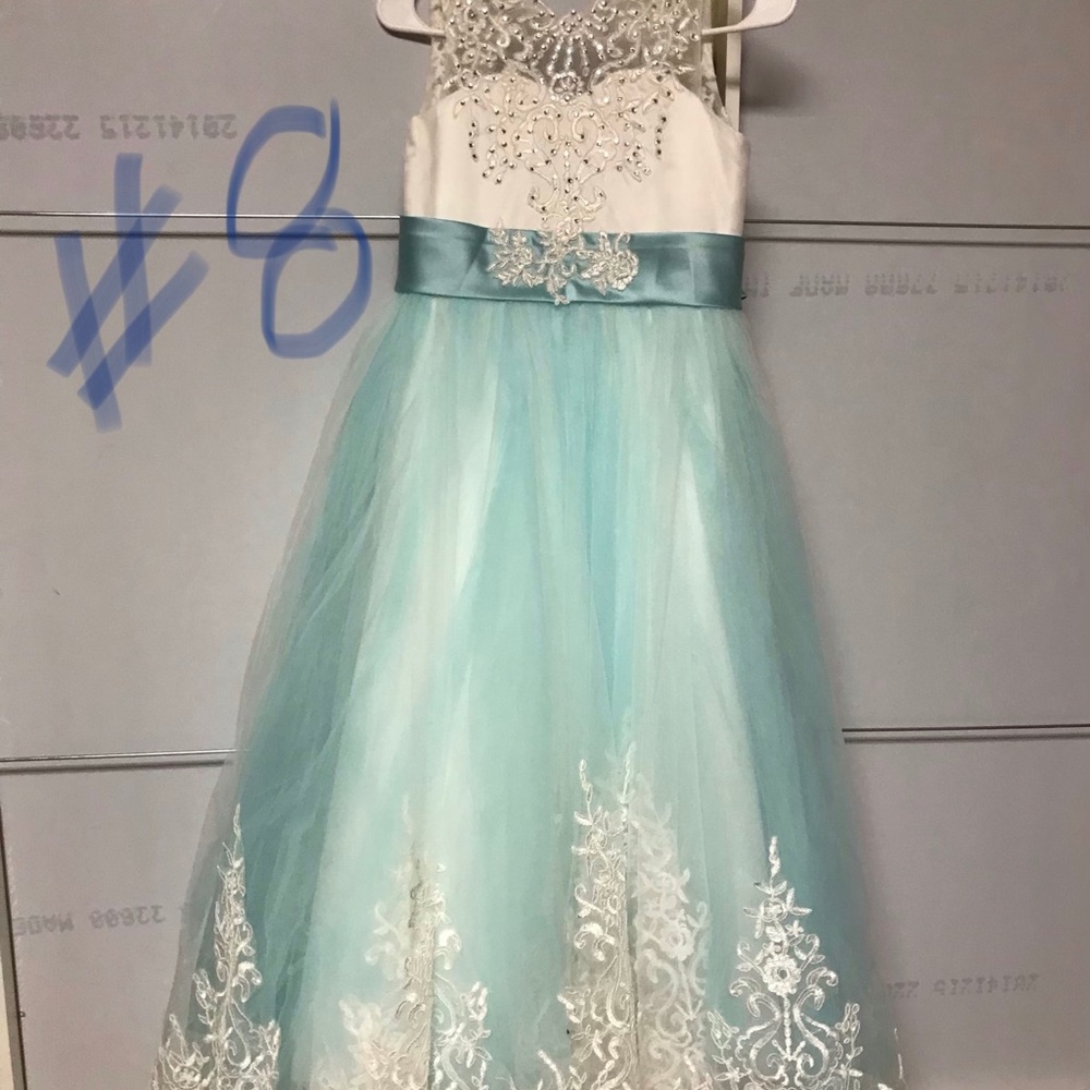 Teal pageant dress.